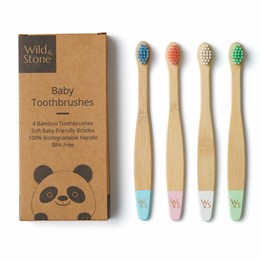 Wild & Stone Baby Bamboo Toothbrush - Extra Soft Bristles - 4 Pack