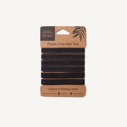 Wild & Stone Plastic Free Biodegradable Hair Ties - 6 Pack - Black