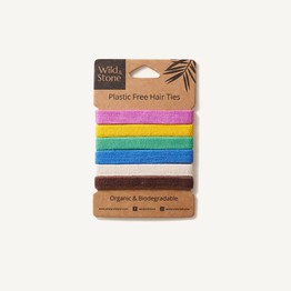 Wild & Stone Plastic Free Biodegradable Hair Ties - 6 Pack - Multi Colour